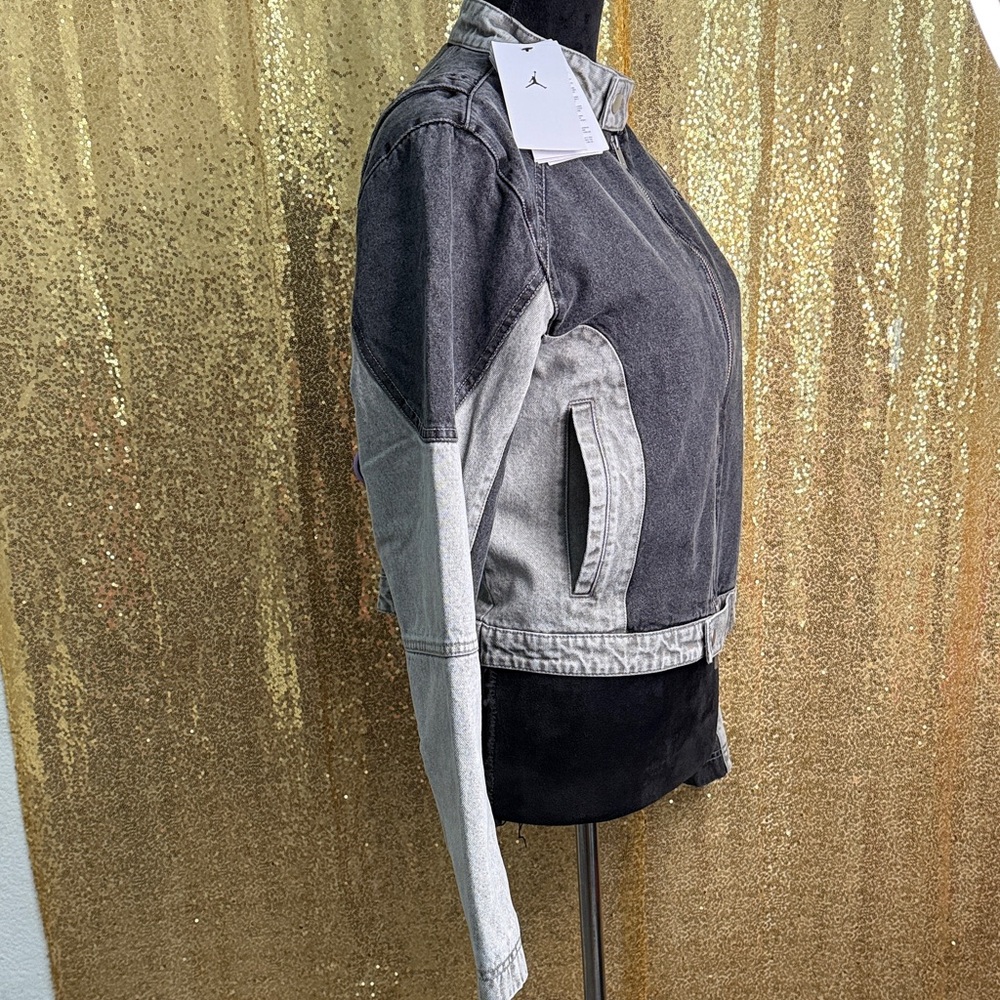 Nike Air Jordan Women's Moto Jacket black/Flat and pewter/gray colorway - Picture 6 of 16